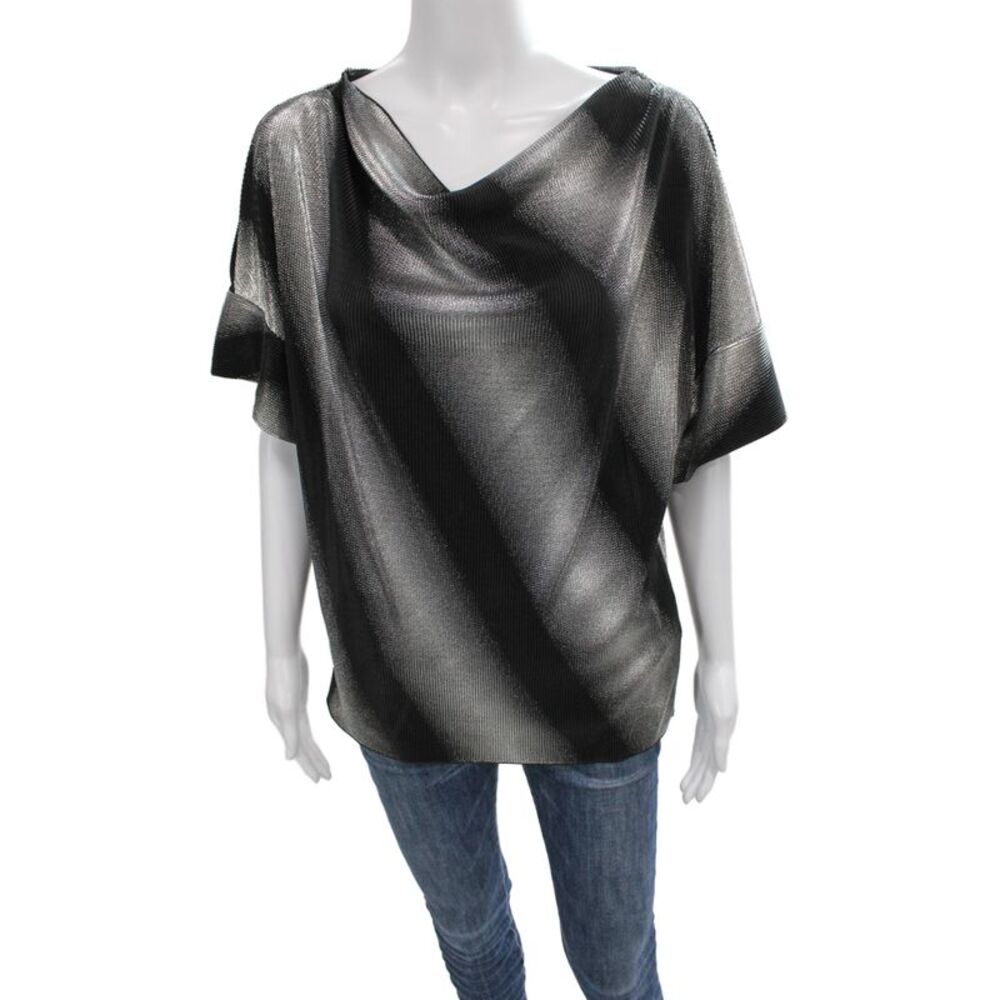 Armani Collezioni Women Multicolor Striped Cowl Neck Blouse Size 10